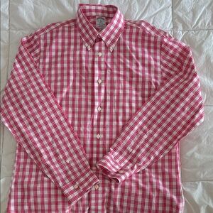 Brooks Brothers Red and White Plaid Casual Shirt